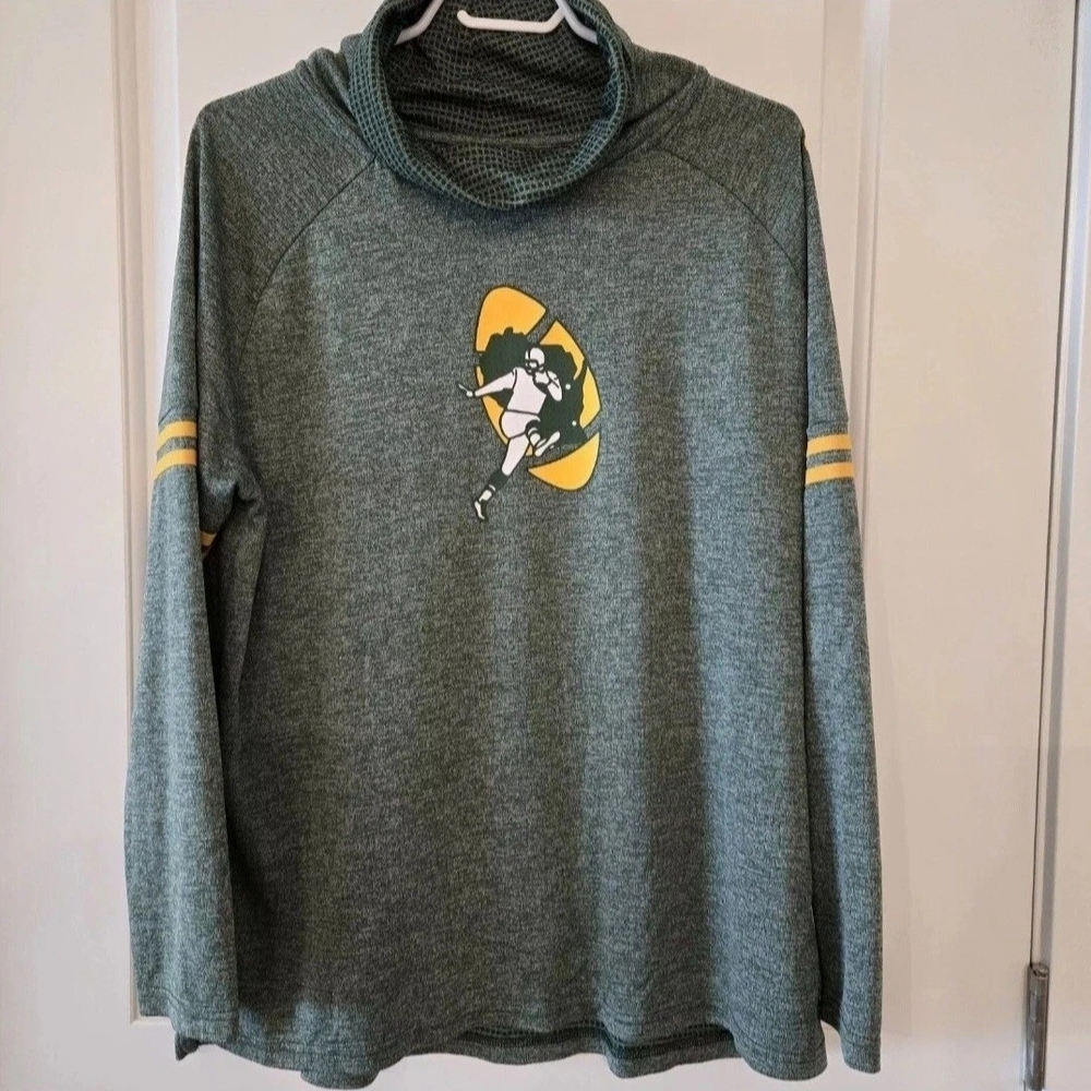 Nike Green Bay Packers Womens XL NFL Mock Turtleneck Throwback Sweatshirt Green
